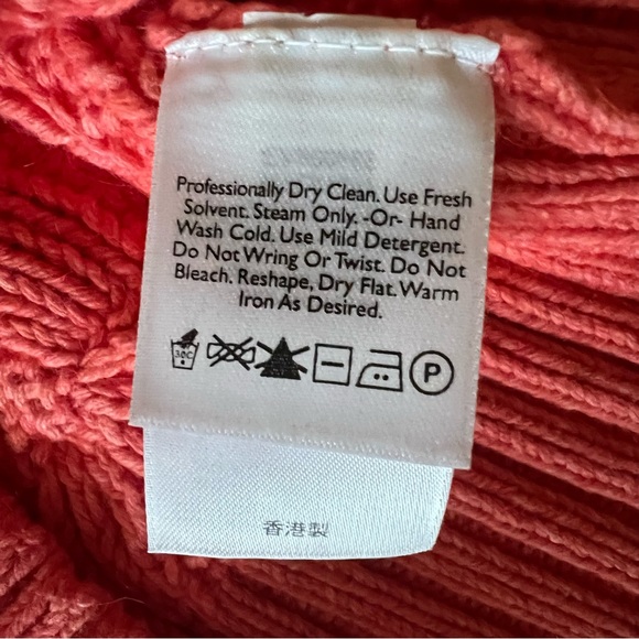 EDDIE BAUER coral coloured chunky cable knit turtleneck angora blend sweater - Picture 13 of 14